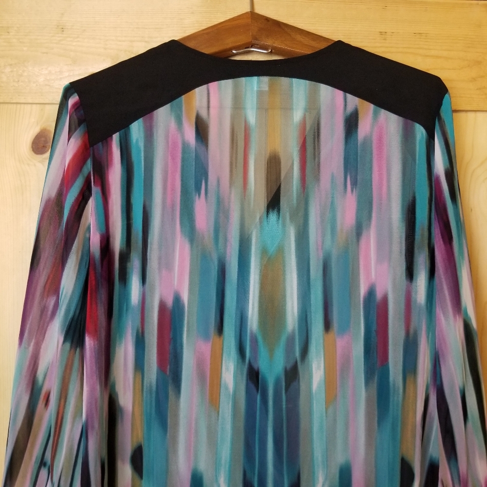 Bisou Bisou Multi Color Stripe Faux Wrap Cinched … - image 7